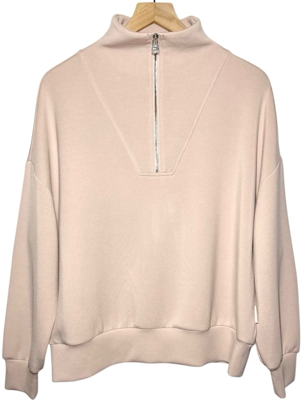 Varley Hawley Half-Zip Sweat in Mushroom - Picture 3 of 9